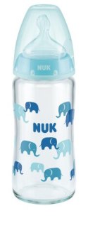 NUK 745121 Butelka FC+ szklana 240 ml ze wskaźnikiem temperatury smoczek silikonowy 0-6m