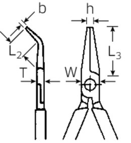 Szczypce półokrągłe odgięte 45st.VDE1000V 160mm z ostrzem tnącym (radio/tel.); chrom./izolow. STAHLWILLE