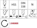 Wiertło kręte HSS DIN 338 13,8mm 118G typ 4xD A00213.8 Ti DORMER