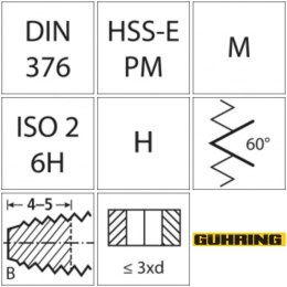 Gwintowniki maszynowe D376B H PM TiAlN M 24,0 Gühring